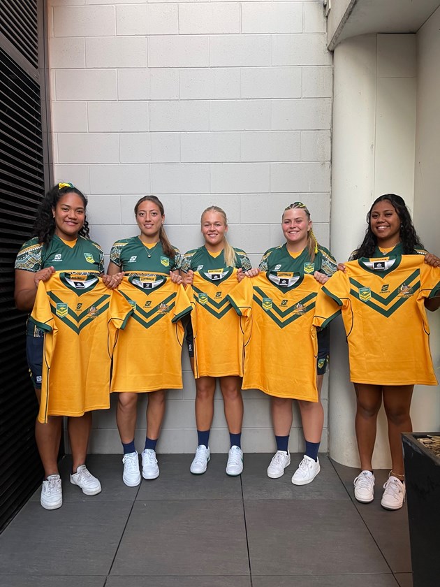 Roosters Reps: (from left to right)  Eliza Lopamaua (Vice Captain), Tavarna Papilii (Captain), Ally Bullman, Shaylee Joseph & India Seeto have all been selected in the inaugural Australian Schoolgirls team. 