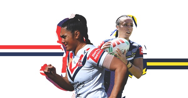 Sydney, Australia. 16th Sep, 2023. Tallisha Harden of the Cowboys is  tackled by Joeli Morris of the Roosters during the NRLW Round 9 match  between the Sydney Roosters and the North Queensland