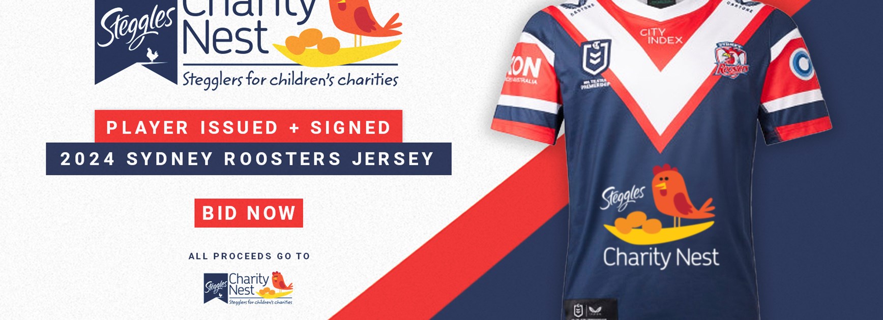 AUCTION! Sydney Roosters Steggles Charity Nest Round Jerseys