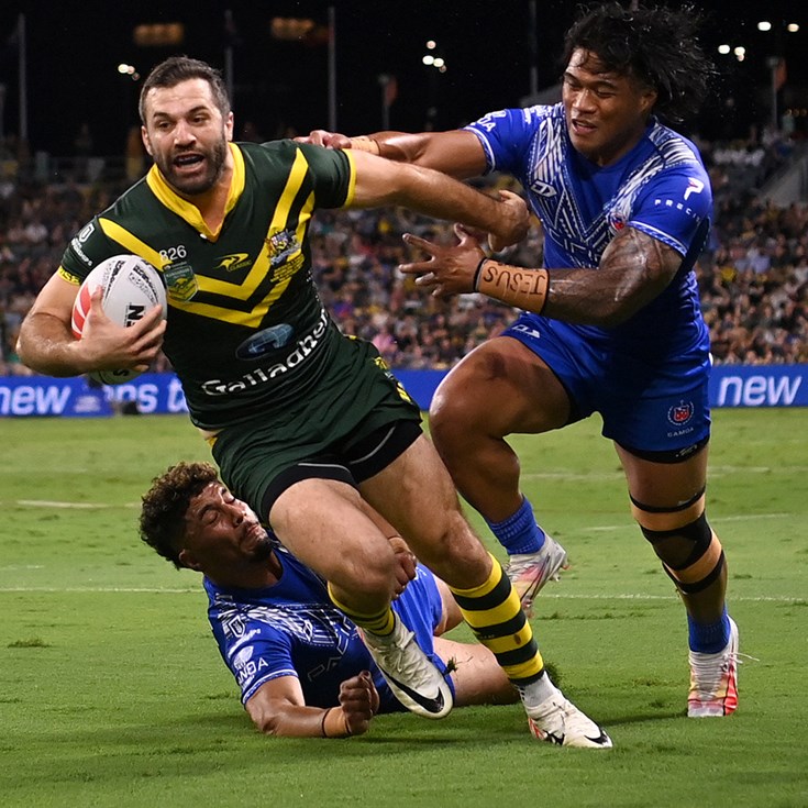 Kangaroos flex their muscle to slide past Samoa in opener